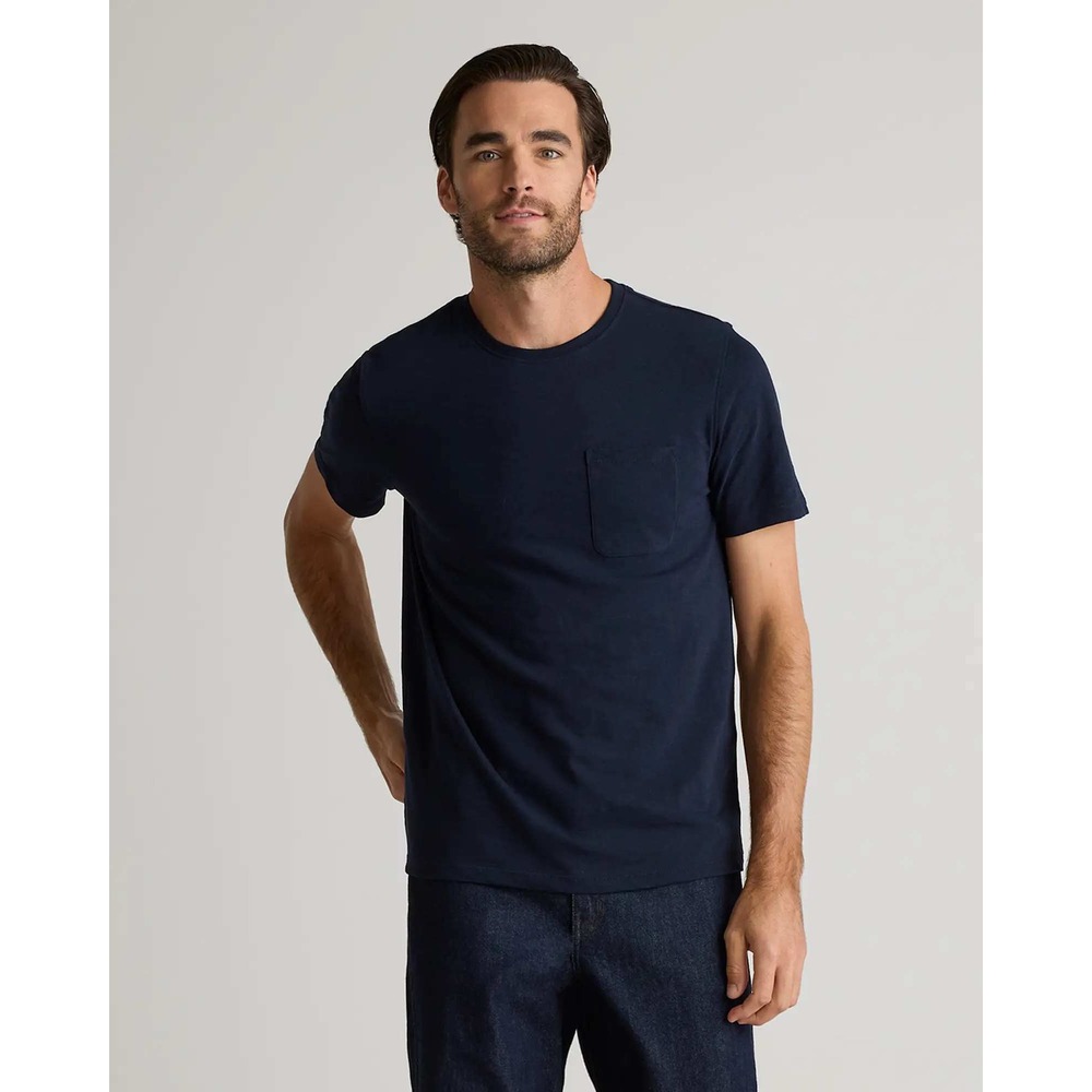 Quince Mens Organic Cotton Slub Pocket Tee Deep Navy Blue XL NWT